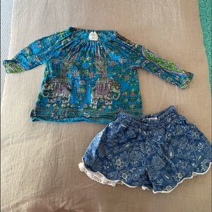 Toddler girl Peek top and Peek shorts.